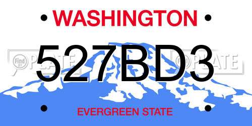 527BD3 Washington License Plate