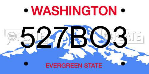 527BO3 Washington License Plate