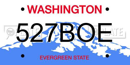 527BOE Washington License Plate