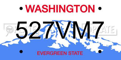 527VM7 Washington License Plate
