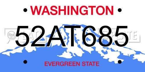 52AT685 Washington License Plate