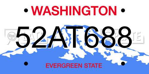 52AT688 Washington License Plate