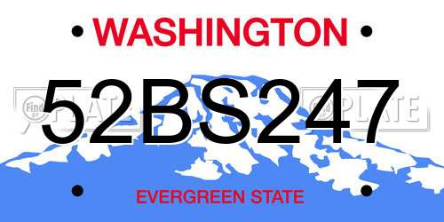 52BS247 Washington License Plate