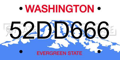 52DD666 Washington License Plate