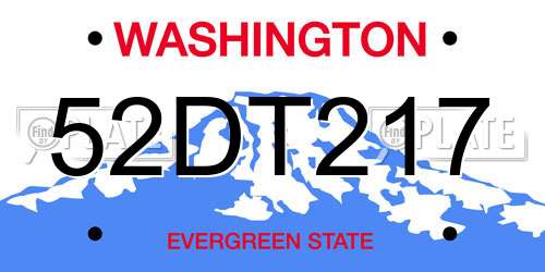 52DT217 Washington License Plate