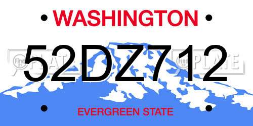 52DZ712 Washington License Plate