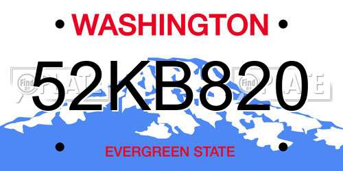 52KB820 Washington License Plate