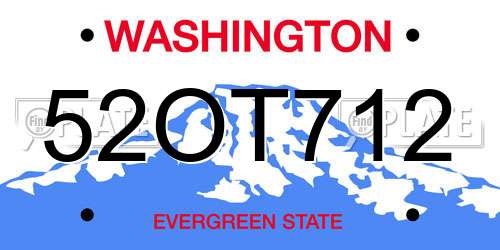 52OT712 Washington License Plate