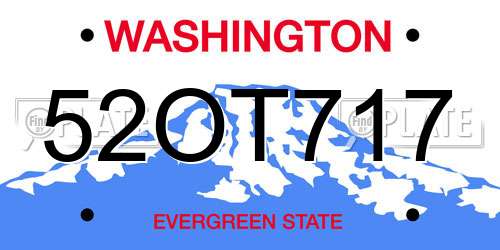 52OT717 Washington License Plate