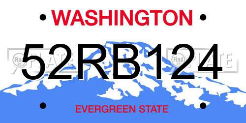 52RB124 Washington License Plate