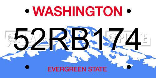 52RB174 Washington License Plate