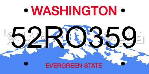 52RO359 Washington License Plate