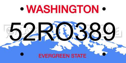 52RO389 Washington License Plate