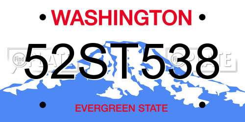 52ST538 Washington License Plate