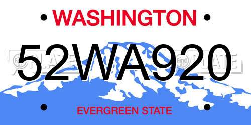 52WA920 Washington License Plate