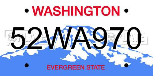 52WA970 Washington License Plate