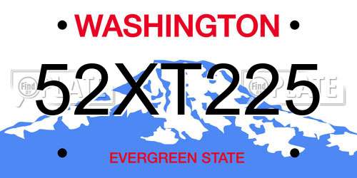 52XT225 Washington License Plate