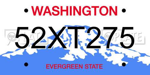 52XT275 Washington License Plate