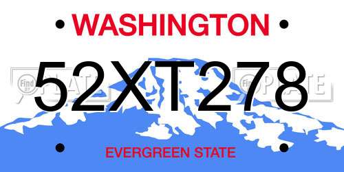52XT278 Washington License Plate