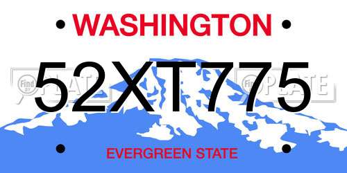 52XT775 Washington License Plate