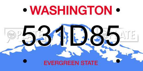 531D85 Washington License Plate
