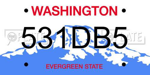 531DB5 Washington License Plate