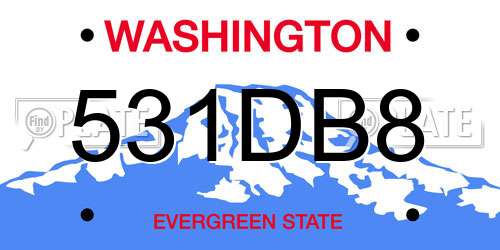 531DB8 Washington License Plate