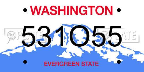 531O55 Washington License Plate