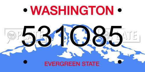 531O85 Washington License Plate