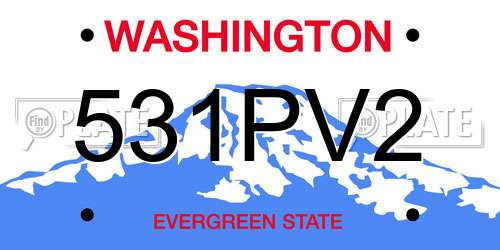 531PV2 Washington License Plate