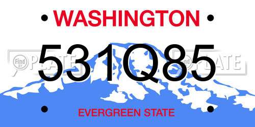 531Q85 Washington License Plate