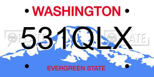 531QLX Washington License Plate