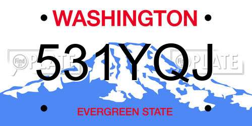 531YQJ Washington License Plate