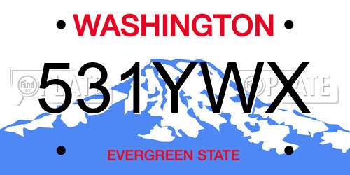 531YWX Washington License Plate