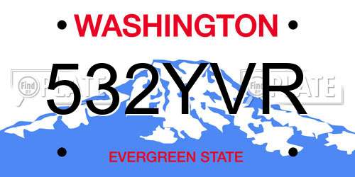 532YVR Washington License Plate