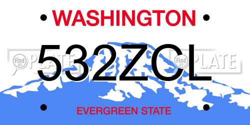 532ZCL Washington License Plate