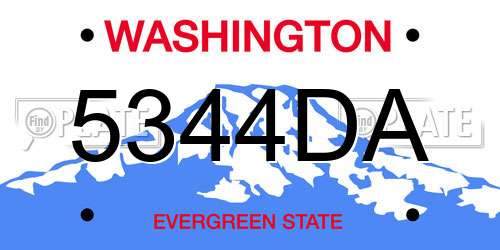 5344DA Washington License Plate