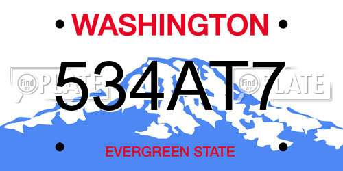 534AT7 Washington License Plate