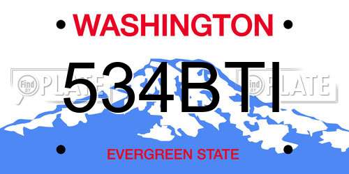 534BTI Washington License Plate