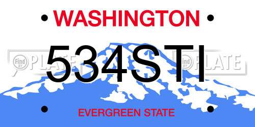 534STI Washington License Plate