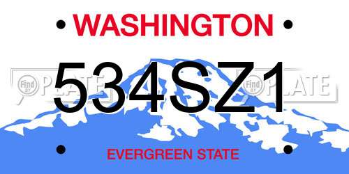 534SZ1 Washington License Plate