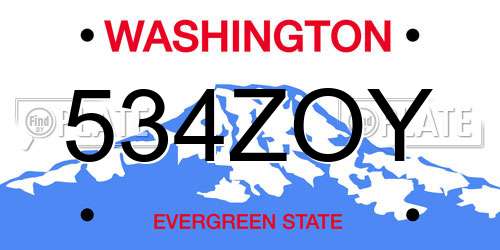 534ZOY Washington License Plate