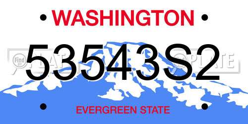 53543S2 Washington License Plate