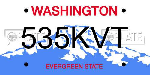535KVT Washington License Plate