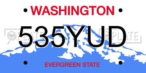 535YUD Washington License Plate