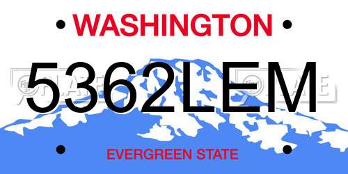 5362LEM Washington License Plate