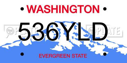 536YLD Washington License Plate