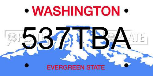 537TBA Washington License Plate