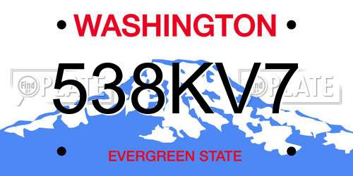 538KV7 Washington License Plate