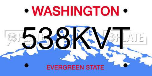 538KVT Washington License Plate